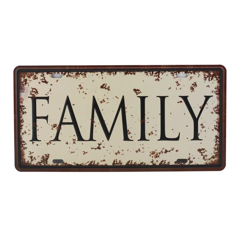 Text Signs Welcome Love Family Warm-Hearted Word Metal Plate Car License Tin Sign Wall Pin Up Tin Sign Retro Craft Iron Painting