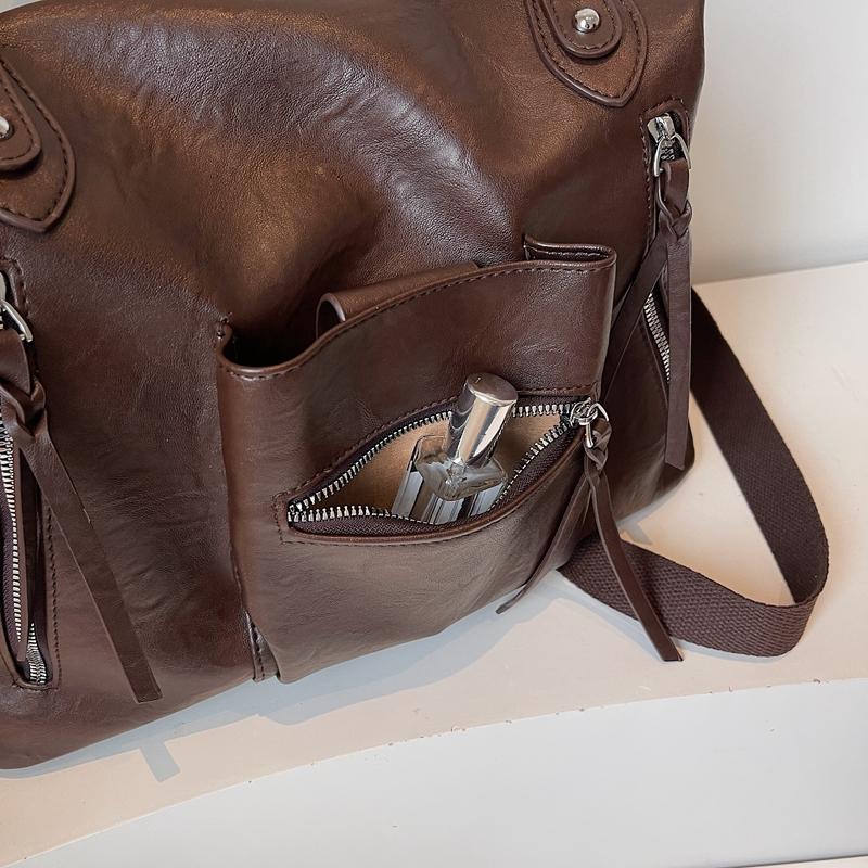 Vintage Large Capacity Bag Commuter Crossbody Bag Women's Shoulder Hand Tote Bag Short Distance Luggage Bag