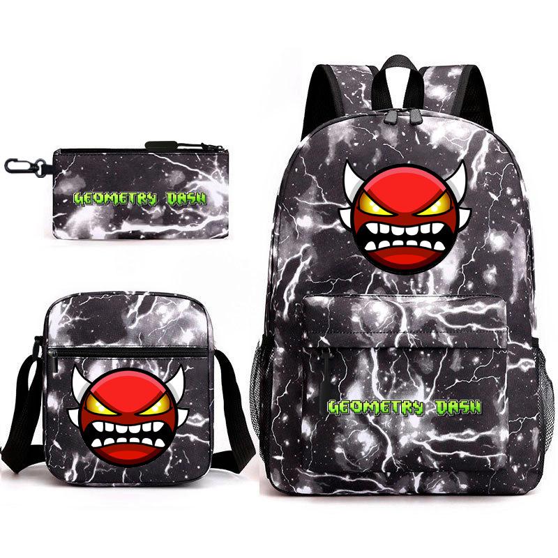 Geometry Sprint Game Backpack Geometry Dash Heat Transfer Backpack Elementary School Bag Leisure Bag