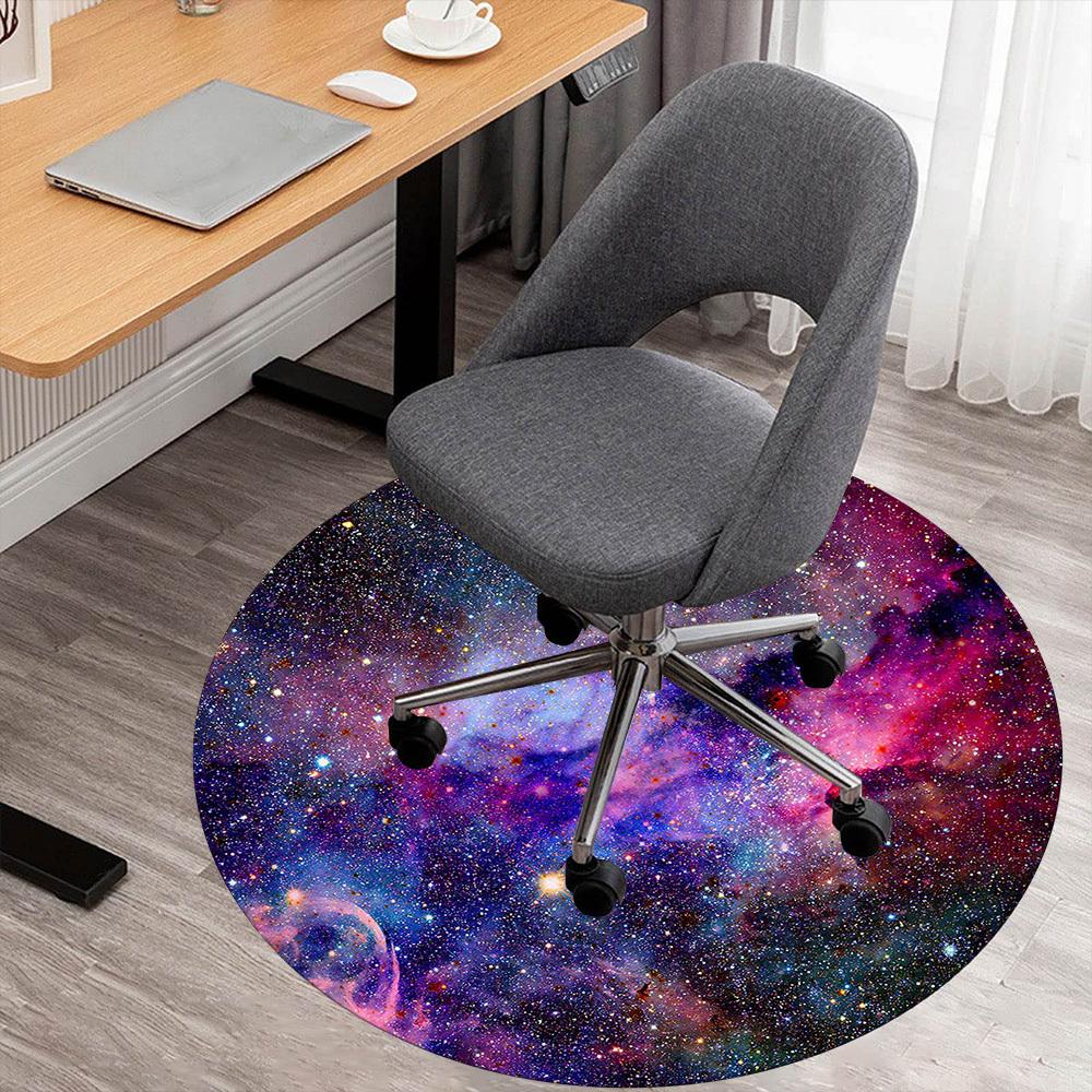 1pc space nebula Round Chair mat Area Rug - Non-Slip, Floor Mat for Office, Bedroom, and Indoor Decor c1118243