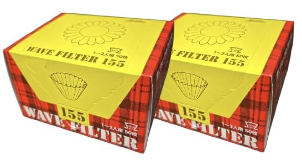 [Wave Series 155 Type Only] White Coffee Filters, 1-2 Person Capacity, 50 Filters x 2 Packs (Wave Wave-Shaped Filters, Wave Dripper, Rossi KWF-155,