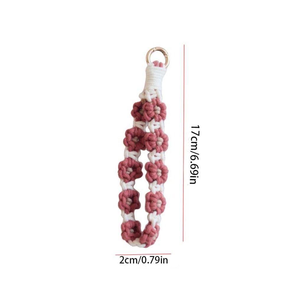 Korean Style Weave Daisy Flower Keychain Phone Wristband Wrist Lanyard Bracelet  Couple