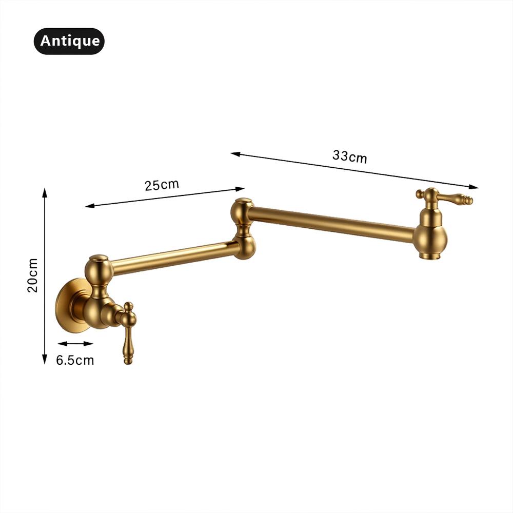 Rubinetto da Cucina Moderno da Parete Girevole 720° Estensibile Riempi Pentola Rubinetto per Lavello da Cucina Monoforo Acqua Fredda Ottone Massiccio
