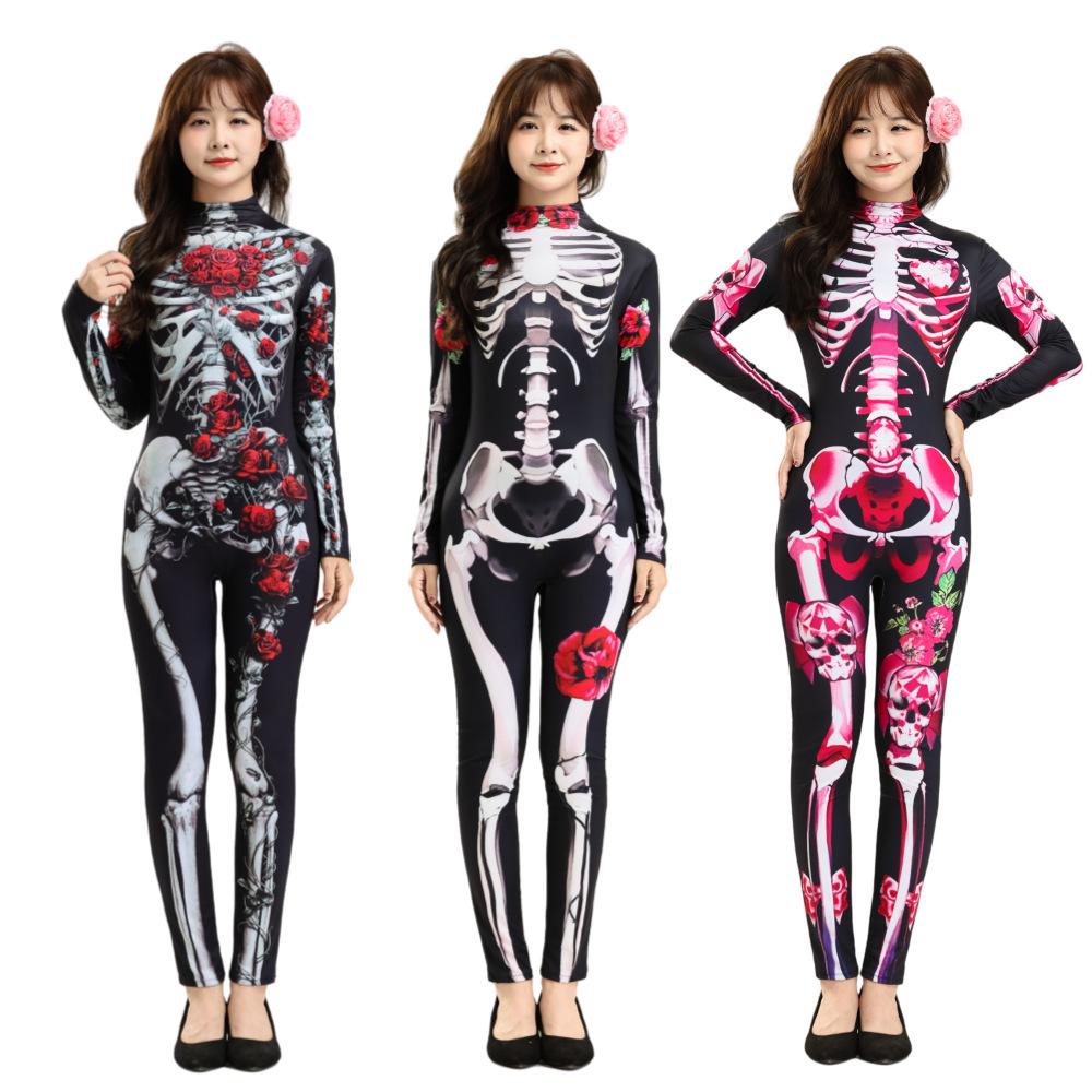 Halloween Skeleton Print Jumpsuit Costume for Kids & Adults