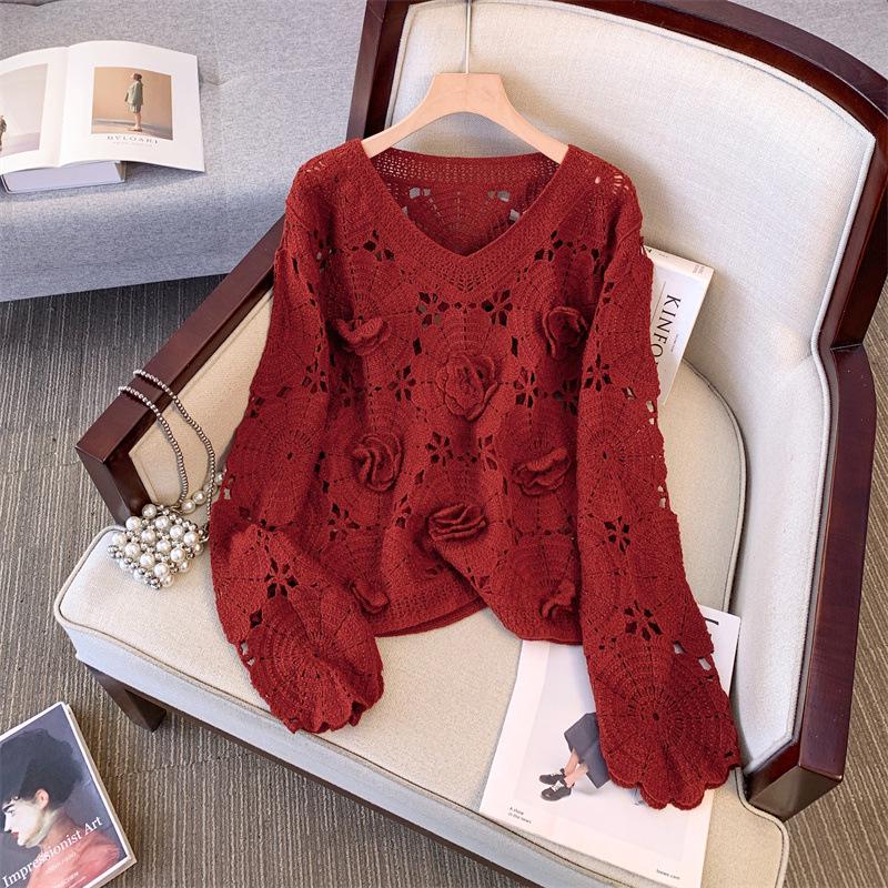Plus Size Spring Set: Red Knitted Sweater & Dress