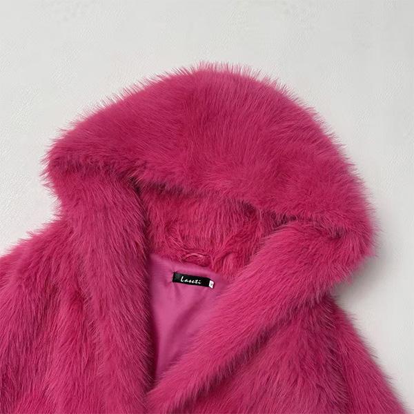 Chaqueta con capucha de piel sintética ecológica inspirada en el zorro para mujer, abrigo cálido y esponjoso premium