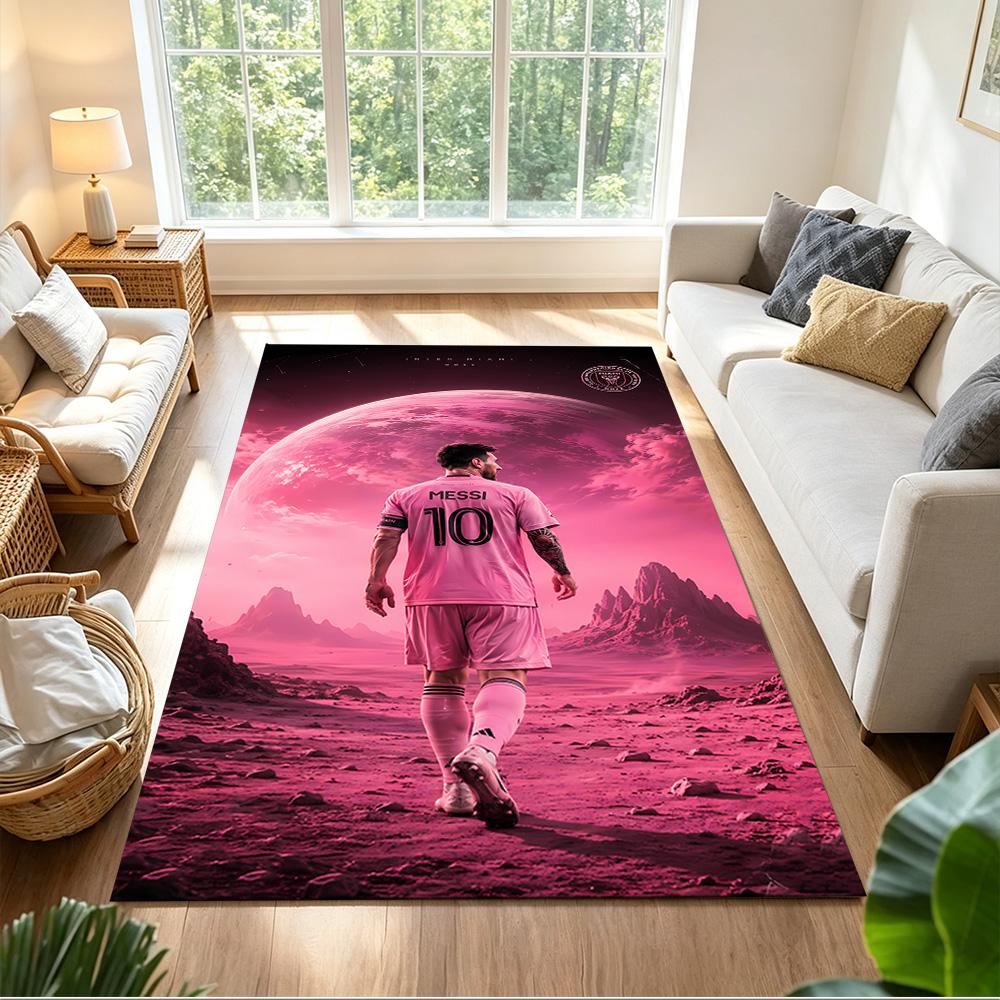 Messi's Legacy Soccer Carpet Suitable for Foyer Playrooms Dining Room Game Room Anti-slip Rug Decorate Offices Perfect Birthday/Christmas Gift Idea