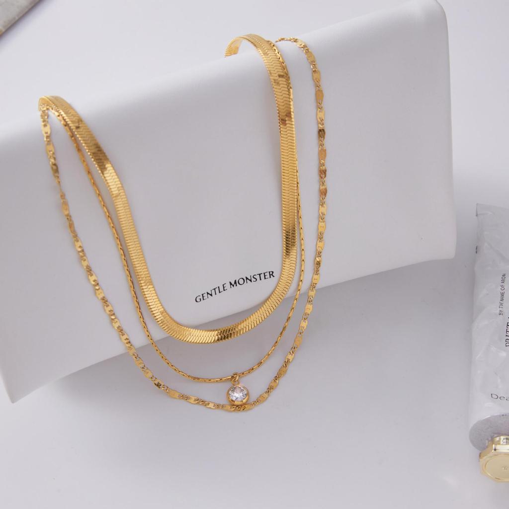 Light Luxury High-end Three-layer Zircon Necklace Jewelry Stacked Collarbone Chain