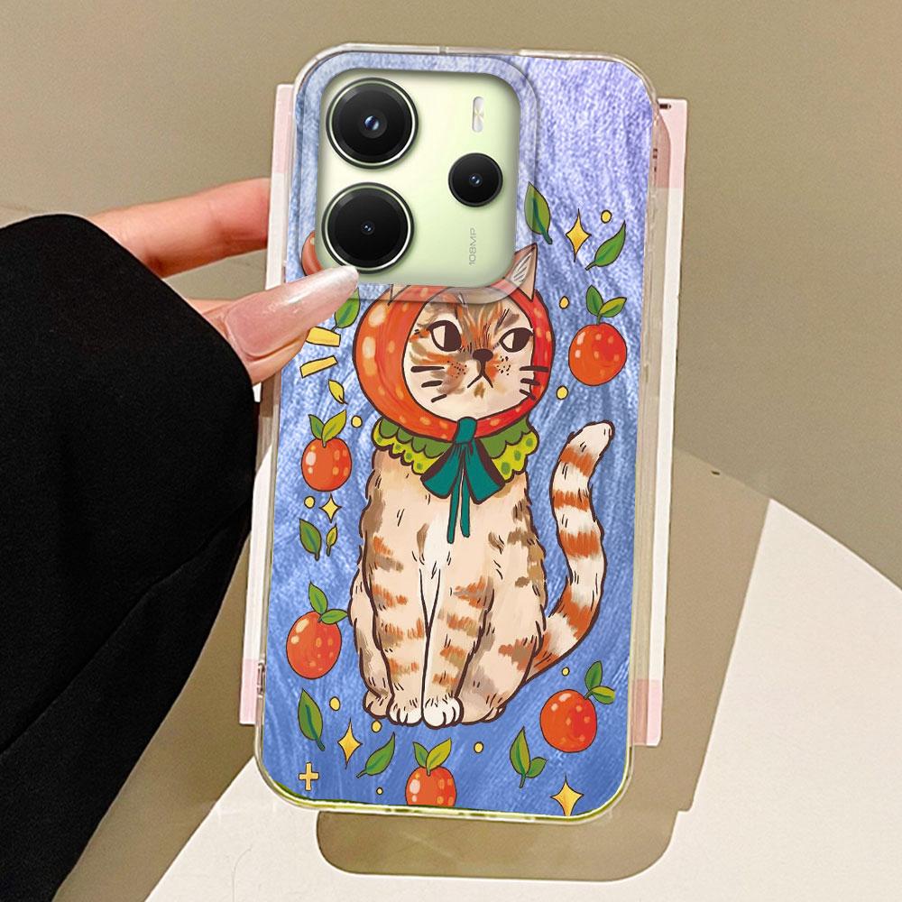 Luxury Black Cat Flower Phone Cases Phone Case for Xiaomi Redmi 14C 13C 14T A5 A4 A3 Note 14 13 Pro Shell Silicone Back Cover