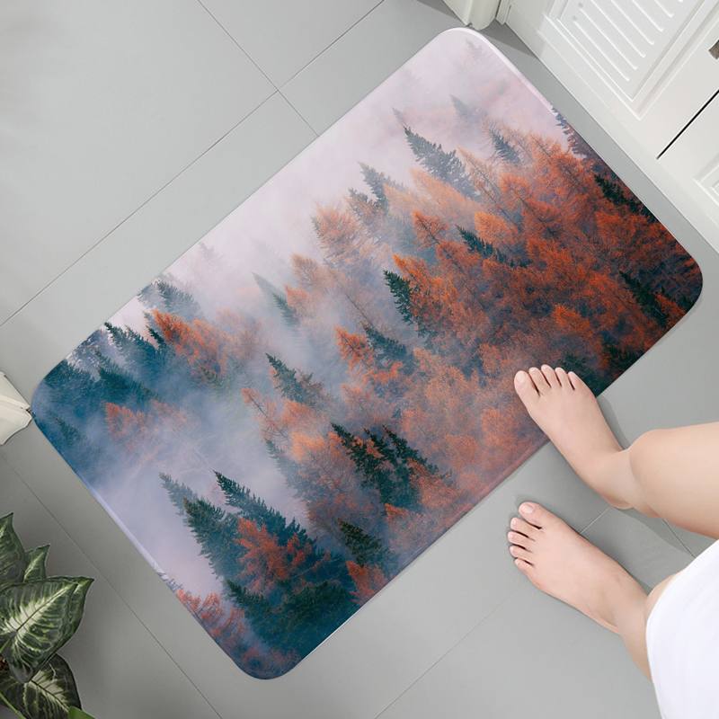 

Декоративний килим для ванної кімнати Нековзкий килимок для вітальні Кухня Привітальний дверний килимок чорно-білий килимок для підлоги з гірської сосни 40x60cm