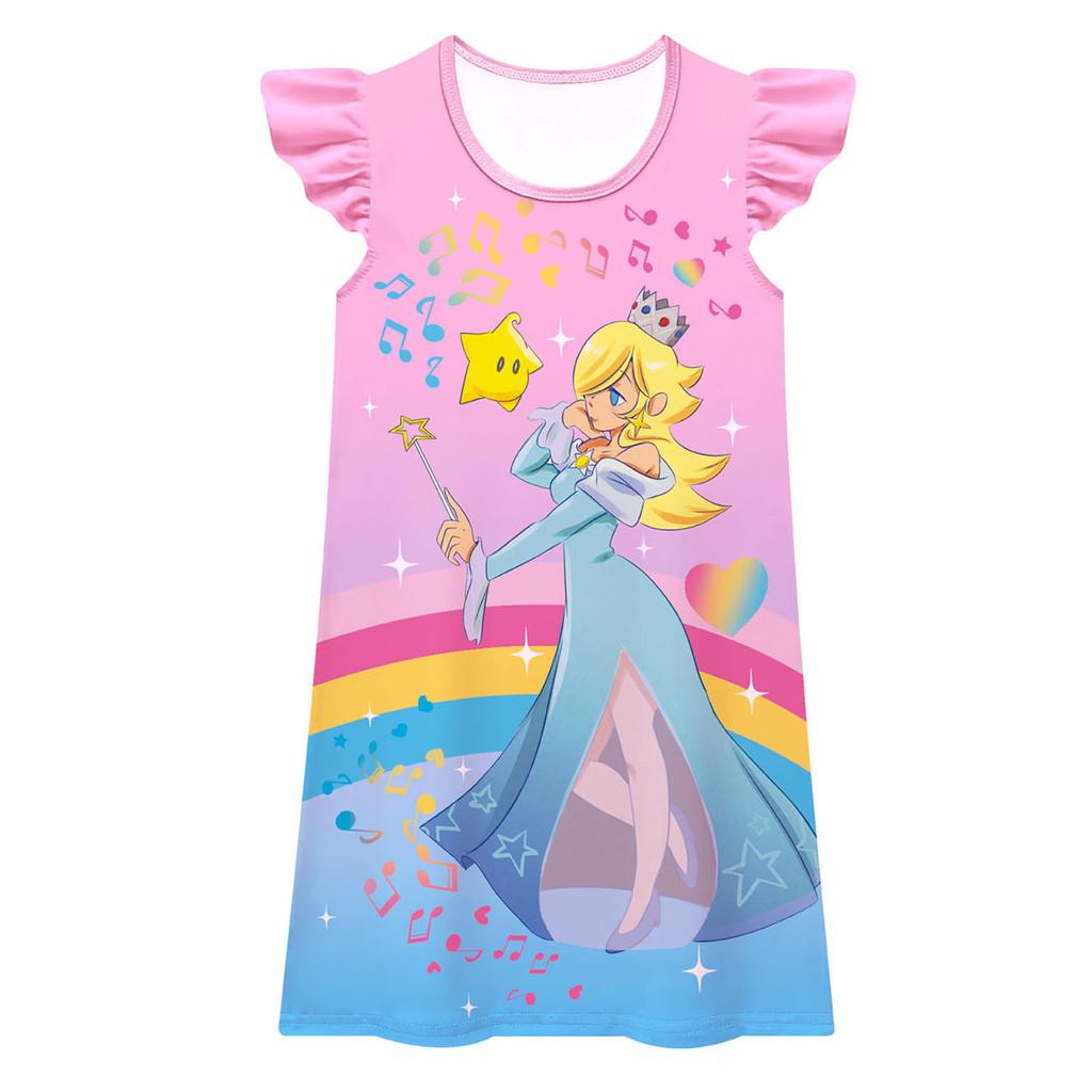 83068 Vestido Colorido Estampado Princesa Rosalina para Meninas