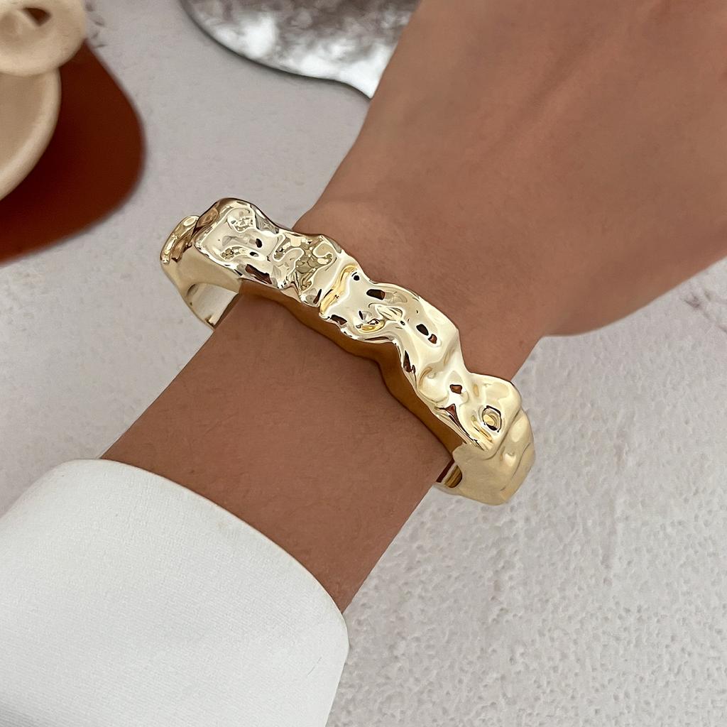 DIEZI Exaggerated Gold Silver Color CCB Cuff Bangles Vintage Punk Irregular Geometric Plastic Bangles Women Bracelet Men Jewelry