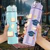1PC Graduation Cap Diploma Book Pattern 750ml Color Plastic Sports Water Bottle Leakproof Flip Straw Lid Suitable for Sports Office Home Use