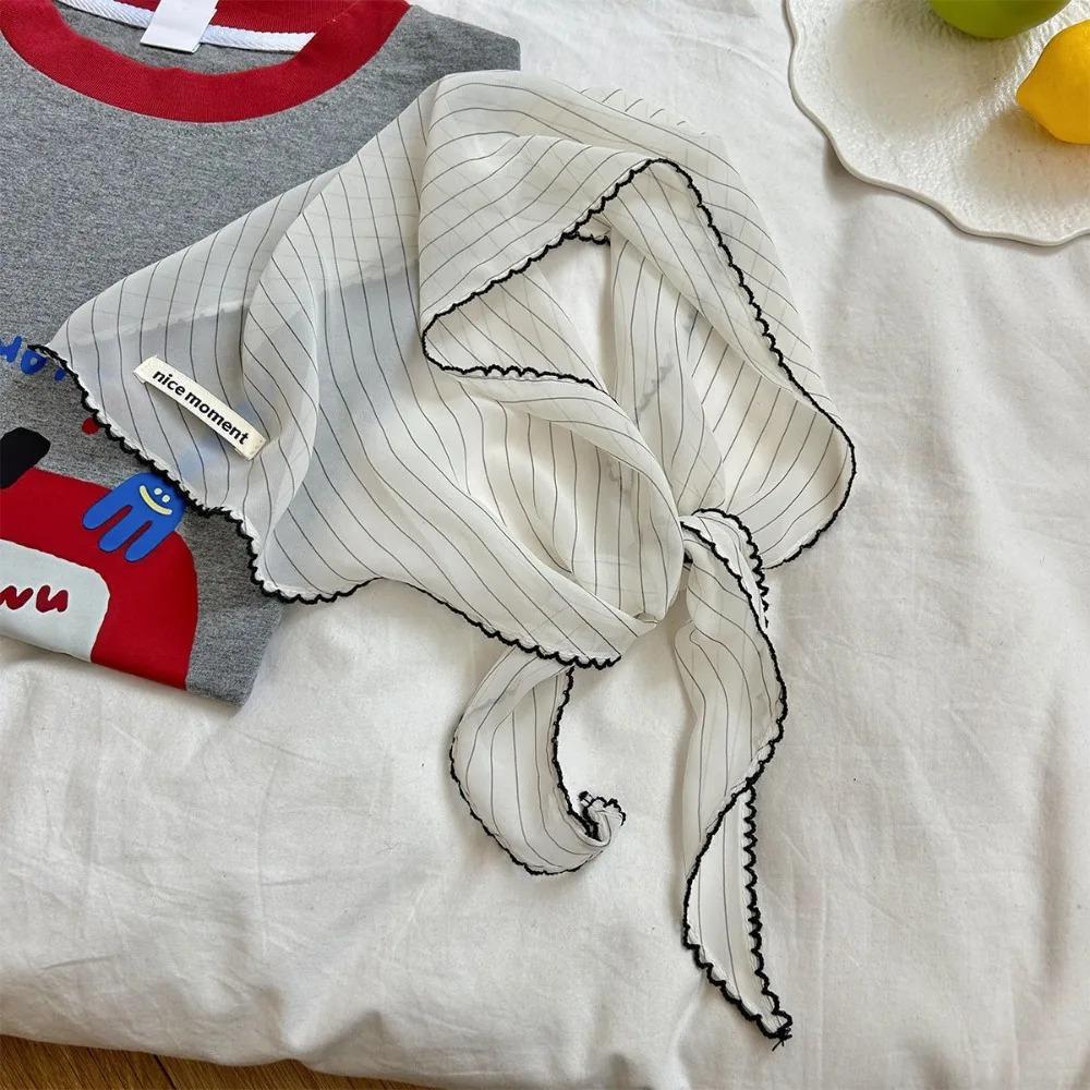 Aesthetic Thin Headscarf Neckerchief Versatile High-End Triangle Scarf for Women Artistic Fashion Outwear Bandana for Girls