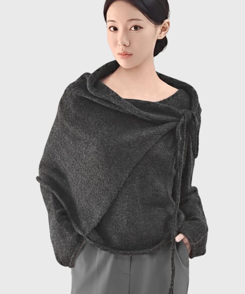 Keulleiseu Knit Layered Skirt 2-Piece Set_Brown