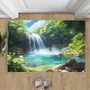 Natural Forest Waterfall Print Door Mat Rectangular Non-Slip Entrance Rug Entryway Living Room Bedroom Kitchen Decor Carpet