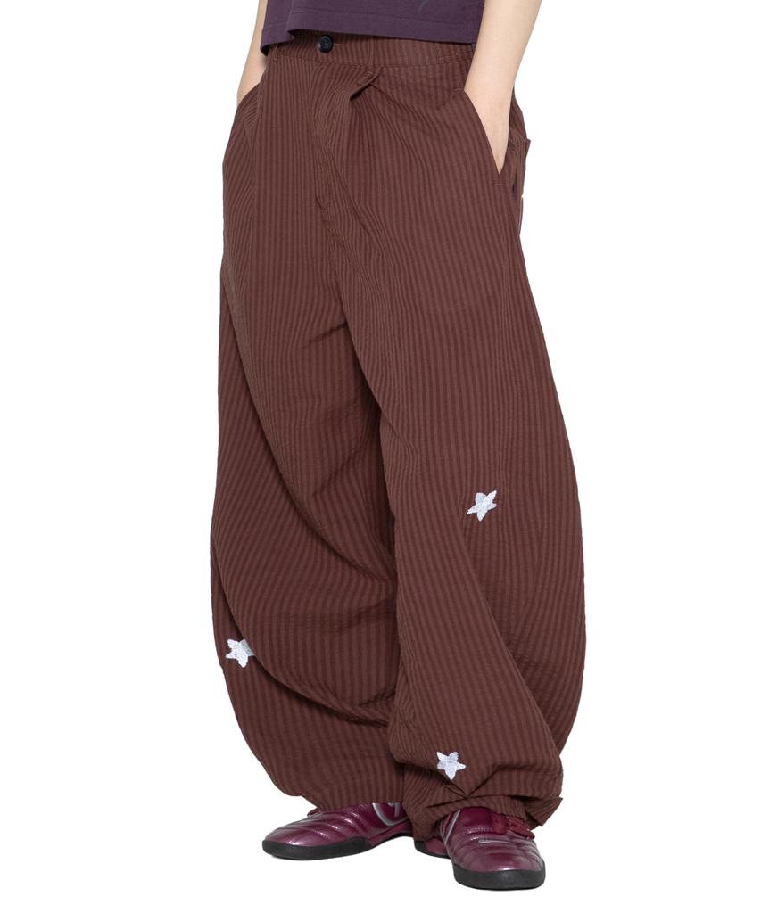 GLACK Gzp005 Cosmic Flower Seersucker Pants (Brown)