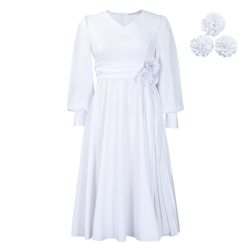 Mode Einfarbig A-Linien-Kleid Hohe Taille Elegant Übergröße Damenkleid Crossborder Frühling