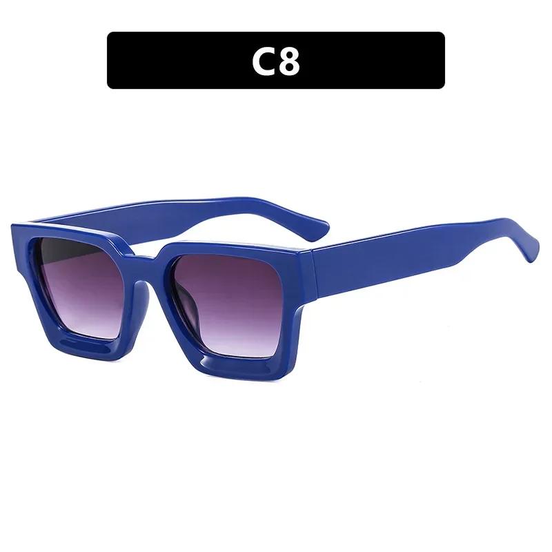 Trendy Square Wide Leg Sunglasses HD Gradient Lenses for Beach Parties Outdoor Travel Fashion Essential