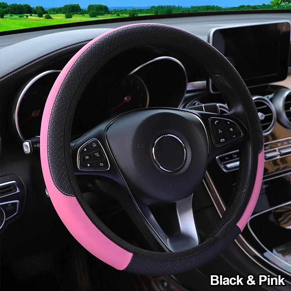 Huse pentru volan auto, antiderapante, din piele PU, sport, potrivite pentru 37~38 cm, volan auto, accesorii auto, stil auto