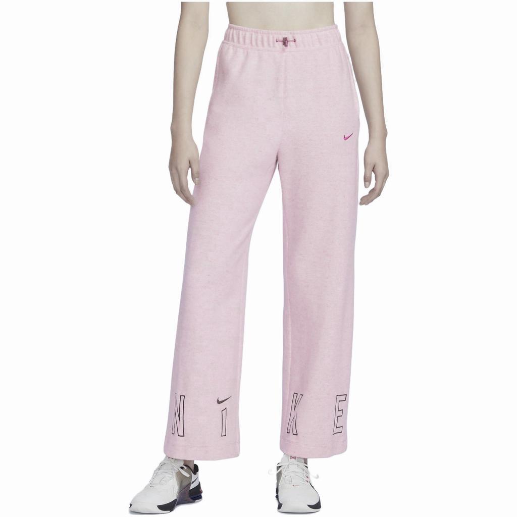 Nike Therma-Fit High-Waisted Fleece Casual Wide-Leg Knitted Sports Pants Women Bottoms Light-Raspberry FV4016-632