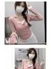 Korean Style Autumn Floral Lace Color-Block Button Shirt: Women's Long Sleeve Two-Piece T-shirt