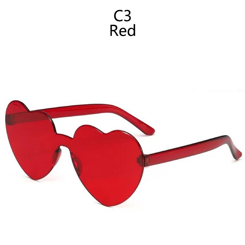 Love Heart Sunglasses Jelly Color Rimless Frame Dazzling Colorful Tint Clear Lens Eyewear Fashion Sun Glasses