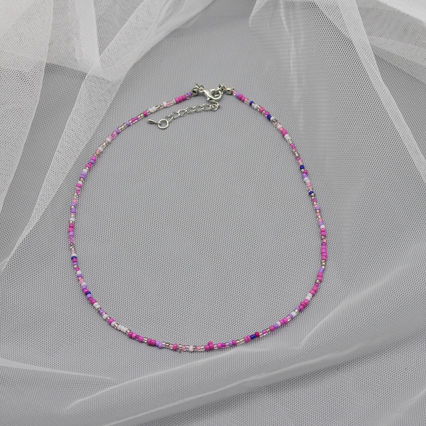Korean Style Dopamine Color Beaded Necklace - Girly Bohemian Clavicle Chain