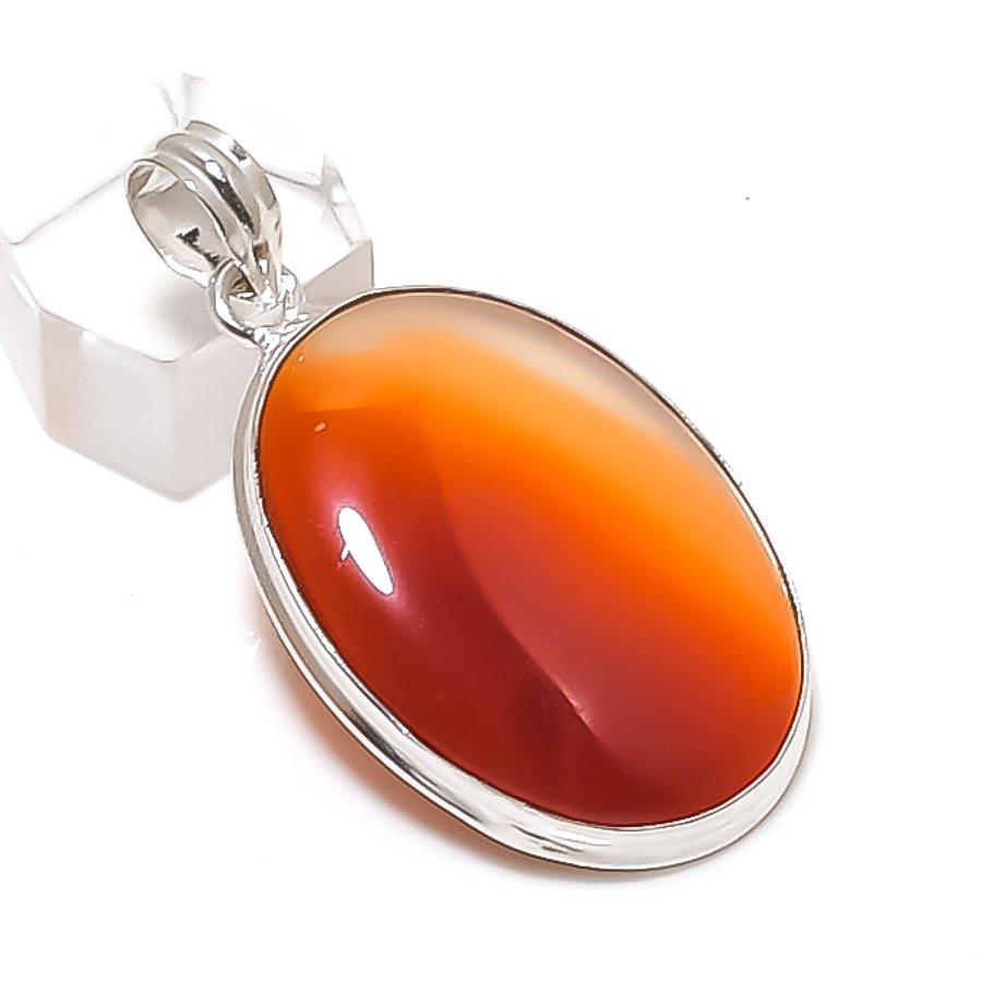 

Натуральный сердолик драгоценный камень 925 стерлинговое серебро ювелирная подвеска 2.05 w4Q46