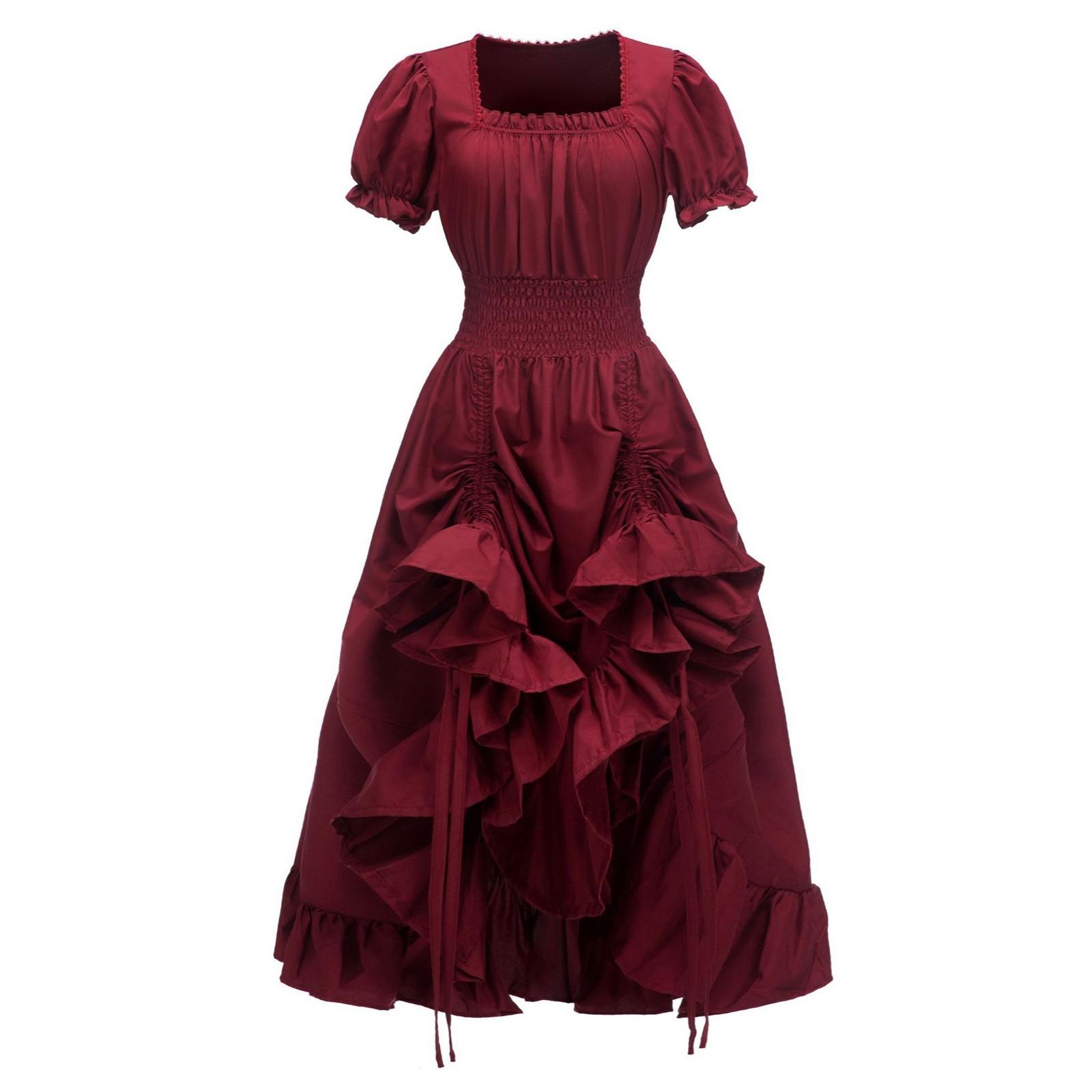 

Платье для женщин, сценический костюм на Хэллоуин, COS, ретро, ​​однотонное платье с поясом, вечернее, вечернее, длинное платье XXL винный