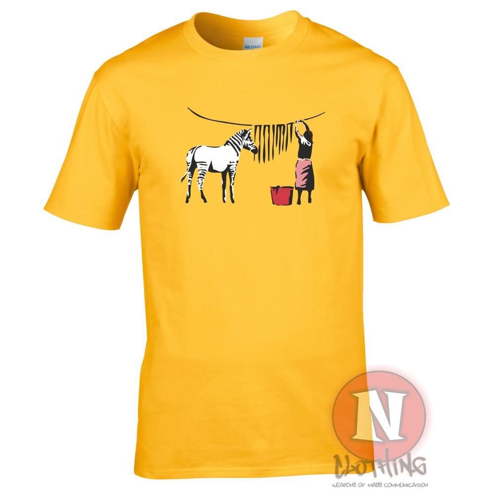 Banksy Zebra Wash TShirt Street Art Graffiti Design Print Colourful Funny Tee