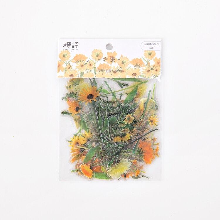 40pcs Flowers Stickers Daisy Deco for Junk Journal Stationery Supplies Stickers Junk Journals Scrapbooking Stickers