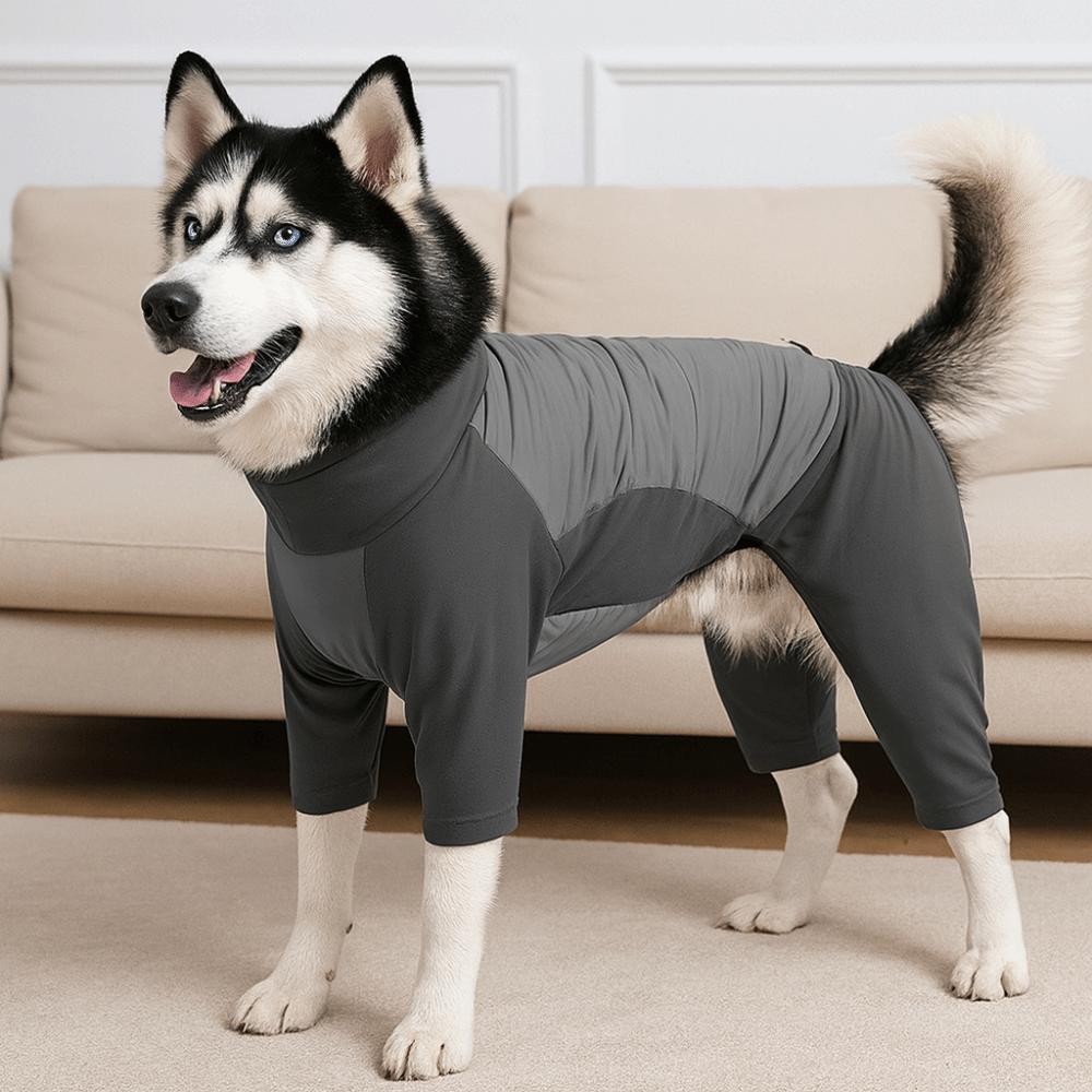 High Collar Winter Pet Jumpsuit Windproof Thickened Cotton Dog Four-Legged Hoodie Waterproof Warm Puppy Cotton Coat Cold Weather