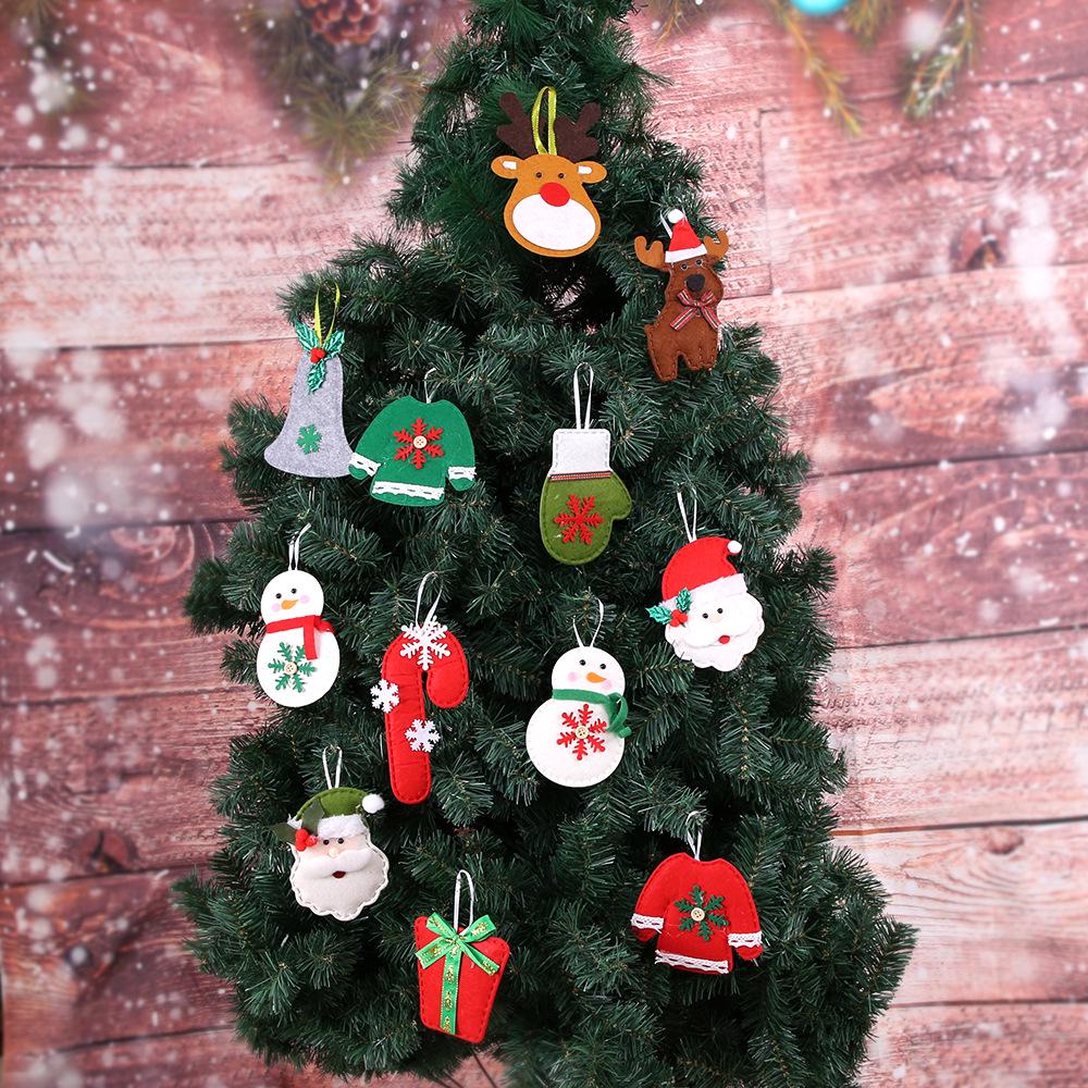 Non-Woven Christmas Tree Ornaments: Santa, Reindeer, Cane