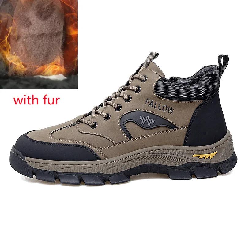 Fashion Men ankle Boots lace up Winter Shoes Mans Footwear Warm Fur Snow Boots Ankle Botas Hombre Winter Boots Men Plush Winter Sneakers