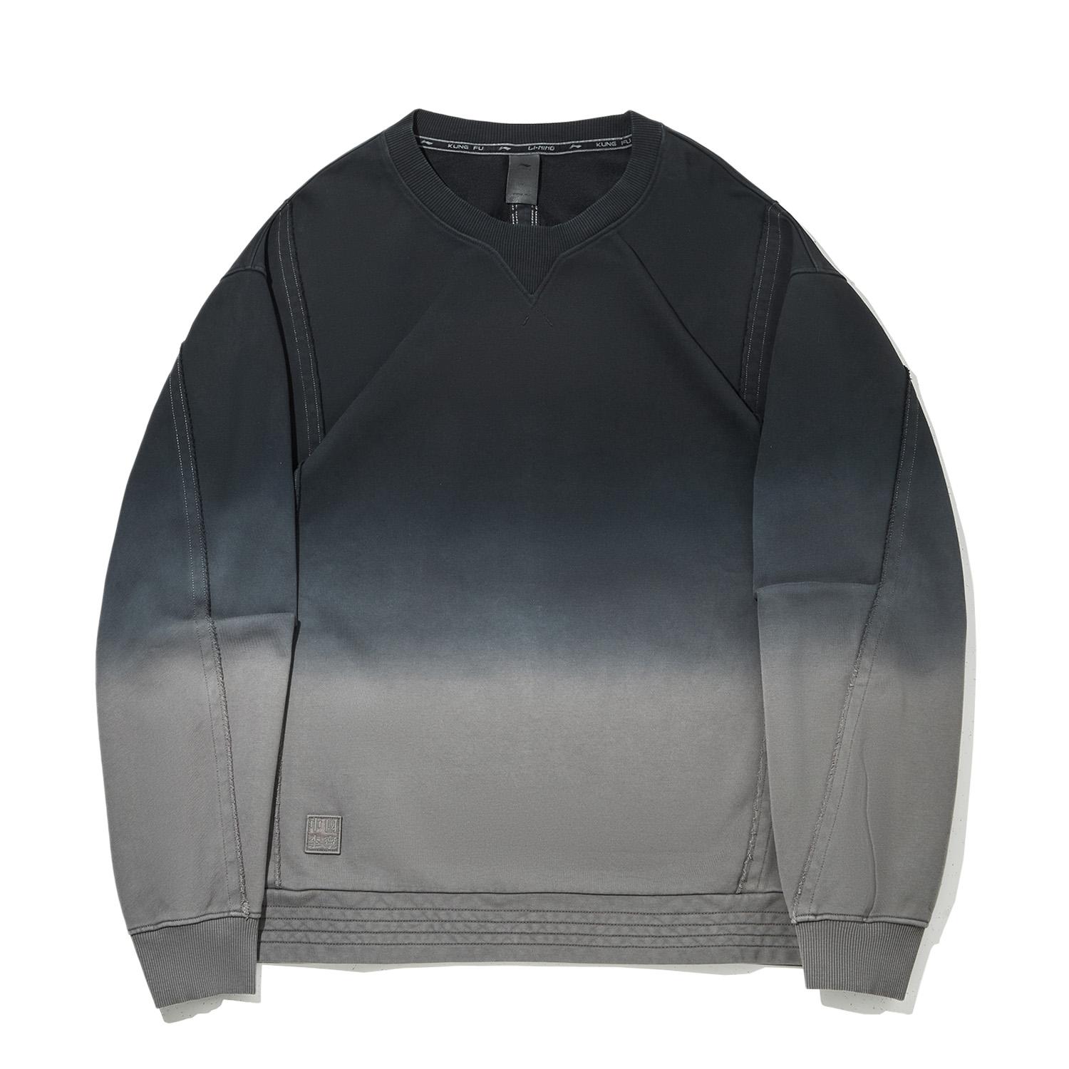 Li-Ning x Jackie Chan Kung Fu Series Men s Gradient Crew Neck Sweatshirt Grey/Black AWDW209-4 S