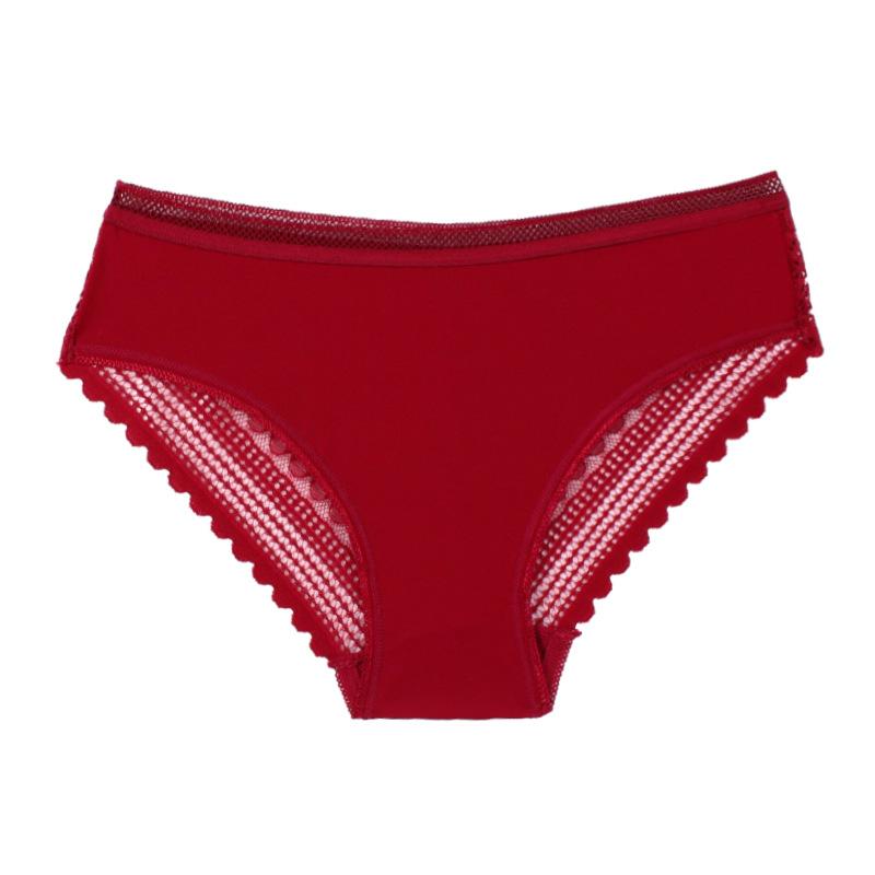 Low Waisted Women's Triangle Panties Ice Silk Stripes Seamless Large Size Sexy Lace Transparent Underwear