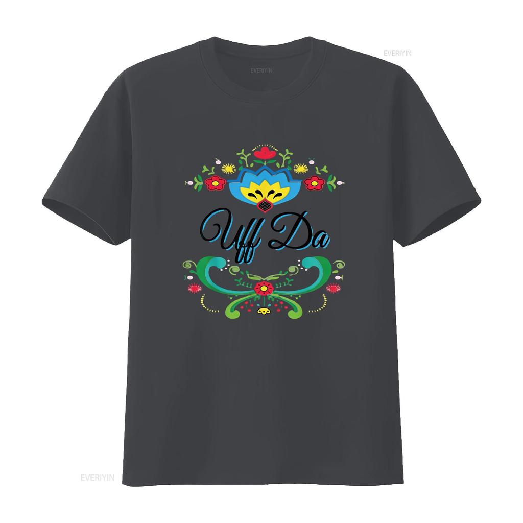 Womens Uff Da Norwegian Rosemaling Funny T Shirt Vintage Washed Unisex Graphic Top For Everyday Wear Soft Streetwear