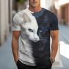 Men's Cartoon Cat 3D Printed Casual T-shirt Short-Sleeve Micro-Elastic Fabric Summer Breathable Crew Neck Fashion Top