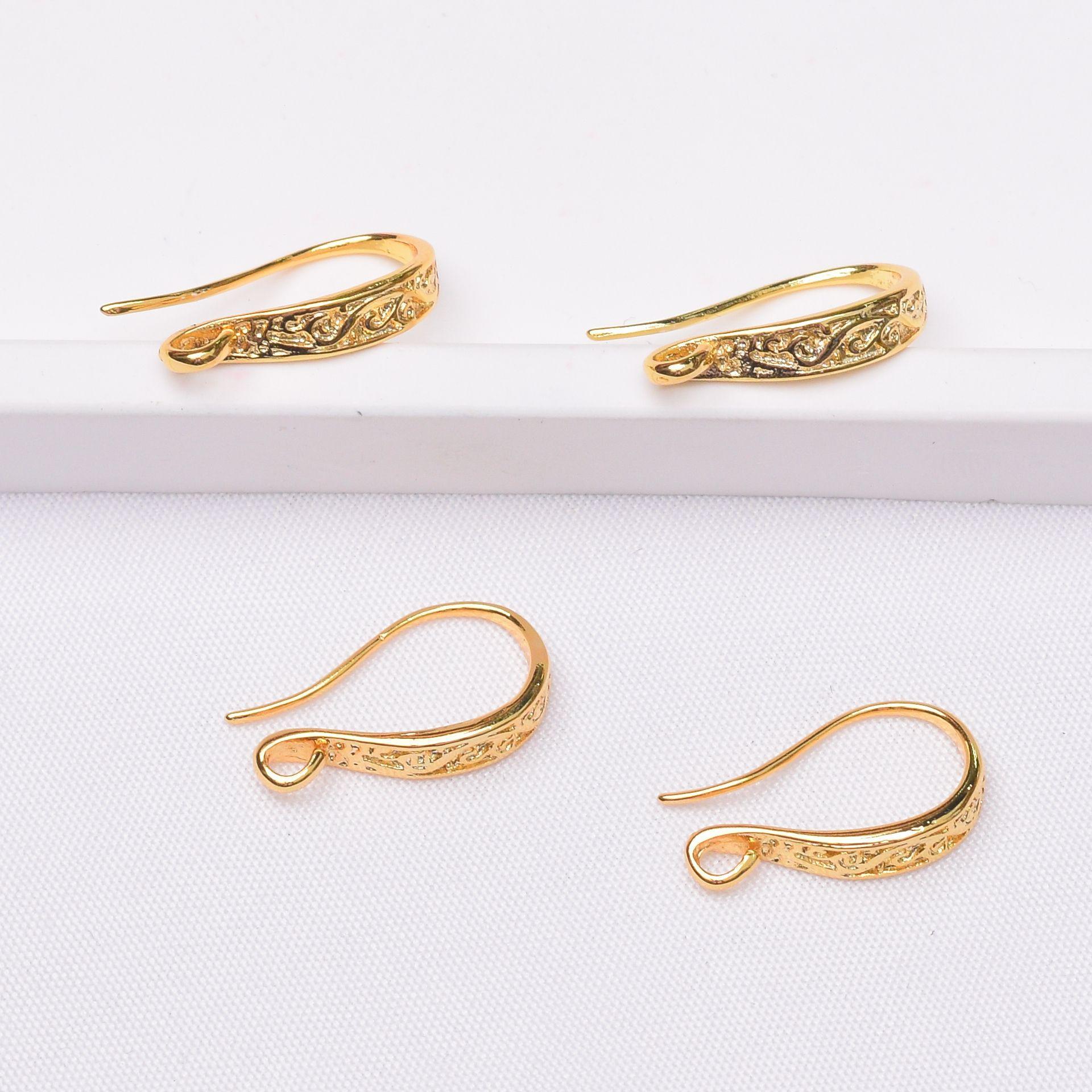 

10 шт., цветоустойчивый 14-каратный золотой узор, ушной крючок, держатель для бусин ручной работы, украшения для ушей, работа в процессе, аксессуары