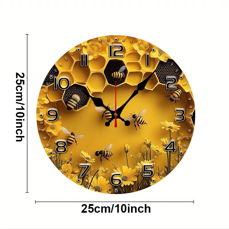 Orologio da Parete Rotondo in Legno con Tema Api e Nido d'Ape, Silenzioso, da Appendere, Adatto per Soggiorno, Ufficio, Studio, Camera da Letto, Decorazione per la Casa