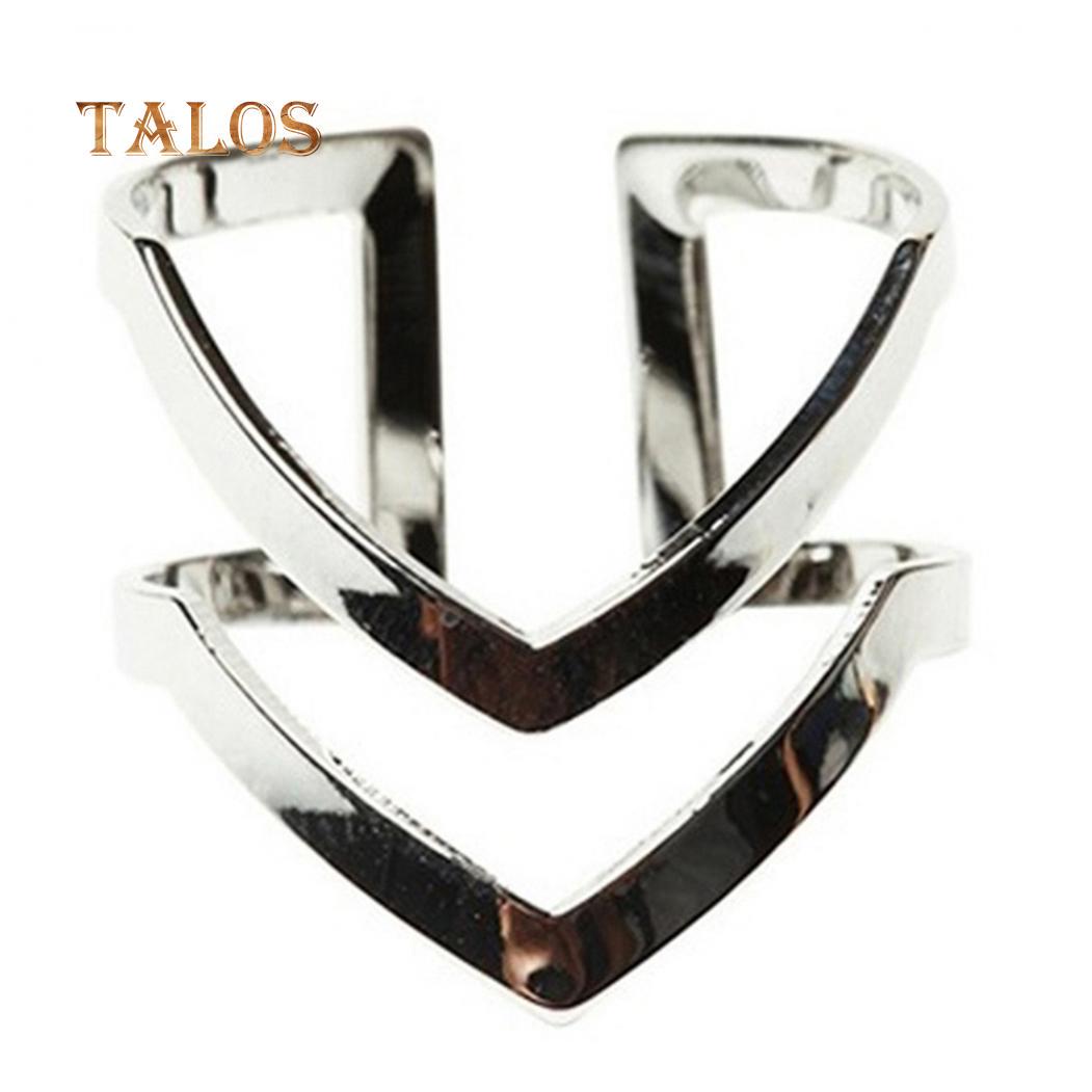 

Женское винтажное двойное V-образное полуоткрытое регулируемое кольцо на сустав пальца, брелок серебряный