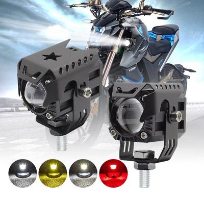 1 Çift Motosiklet Sis Lambası 3,000LM Amber Beyaz Kırmızı Strobe Işıklar 5 Mod Offroad Çalışma Işıkları Spot LED Sürüş Işığı