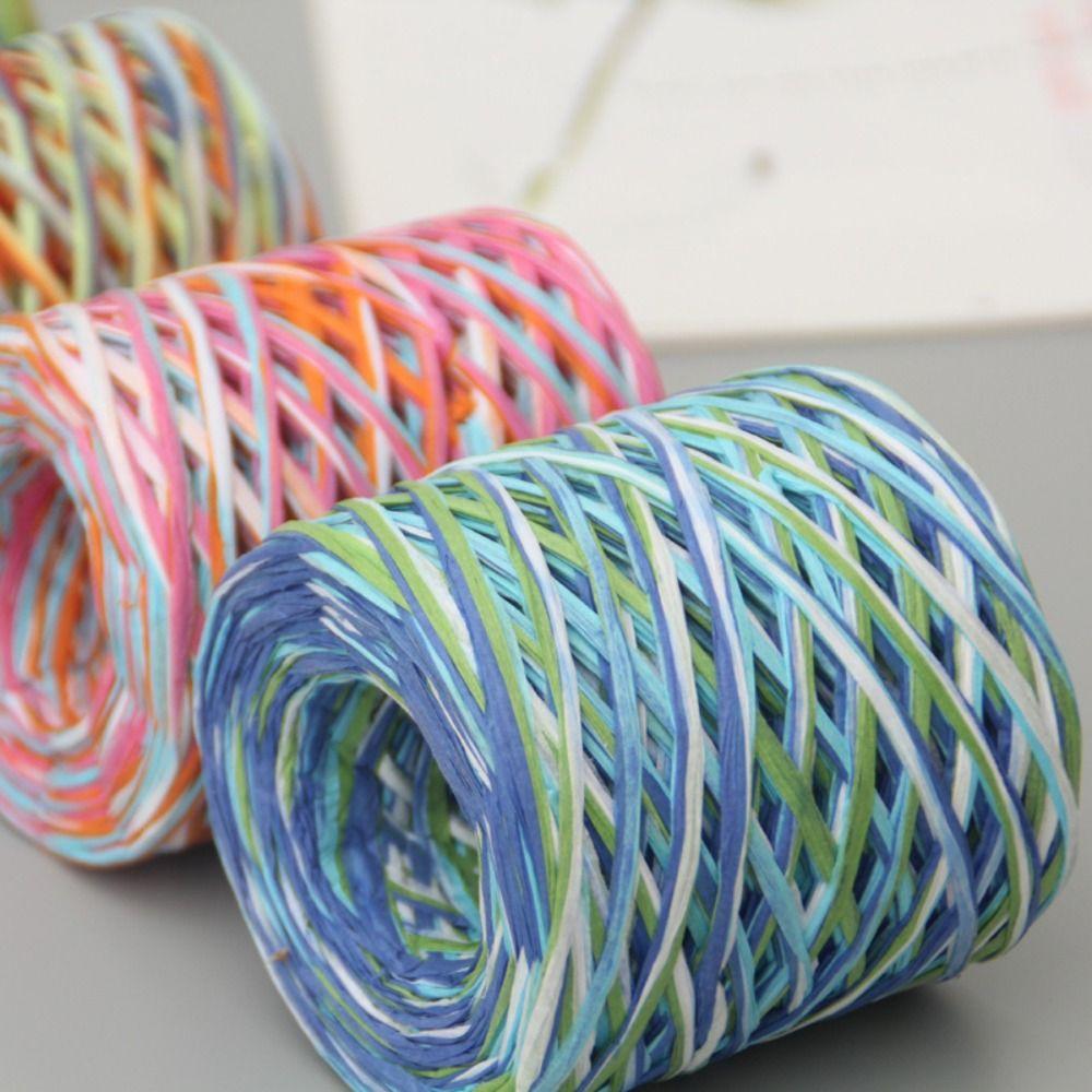 200m/Roll Raffia Woven Yarn DIY Handmade Crochet Yarn Raffia Paper Rope Baking Packaging