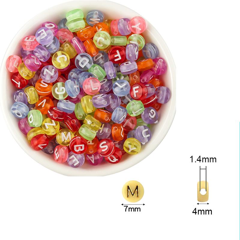 100pcs/Lot Mixed Round Flat Acrylic Letter Beads Alphabet Digital Cube Loose Spacer Beads For Jewelry Making Diy Bracelet