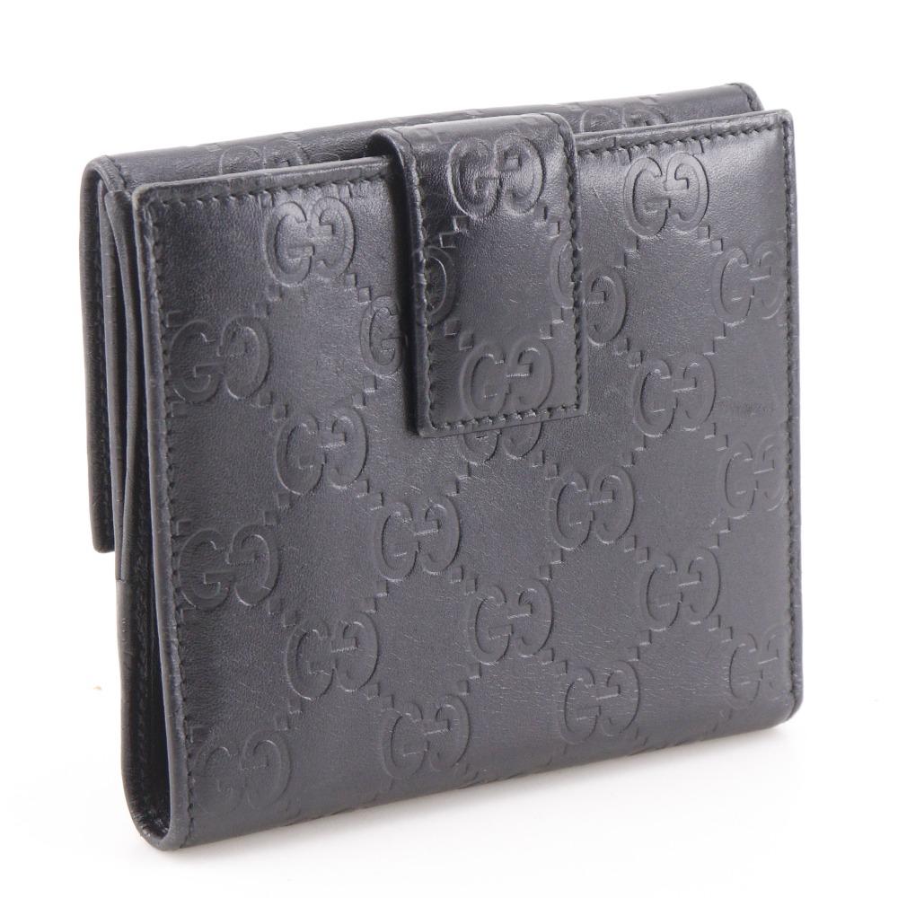 Gucci GG Bi-Fold Wallet 112664 Black Sima Leather Women Used