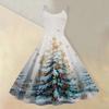 (buon Natale) Abito Casual da Donna alla Moda con Stampa Fiocco di Neve Natalizio/Albero di Natale/Pupazzo di Neve Girocollo Retro