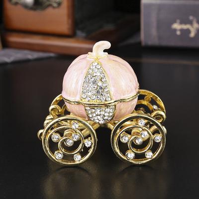 Diamond-encrusted Light Luxury Pumpkin Carriage Jewelry Box Pumpkin Carriage Jewelry Box Marriage Proposal Ring Box Birthday Gift Ornament