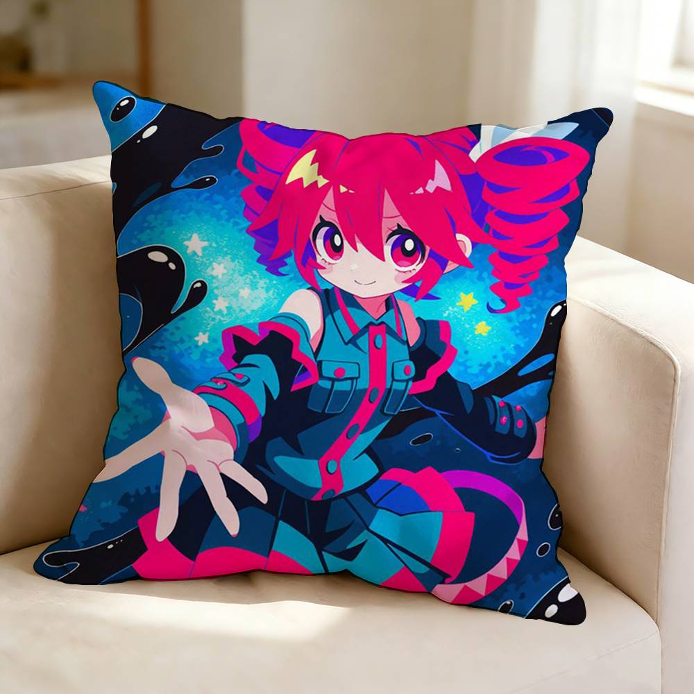 Cute Virtual Singer KKasane TTeto Pillow Case Square DoubleSided Sofa Cushion Cover Bedroom Bedside Pillow