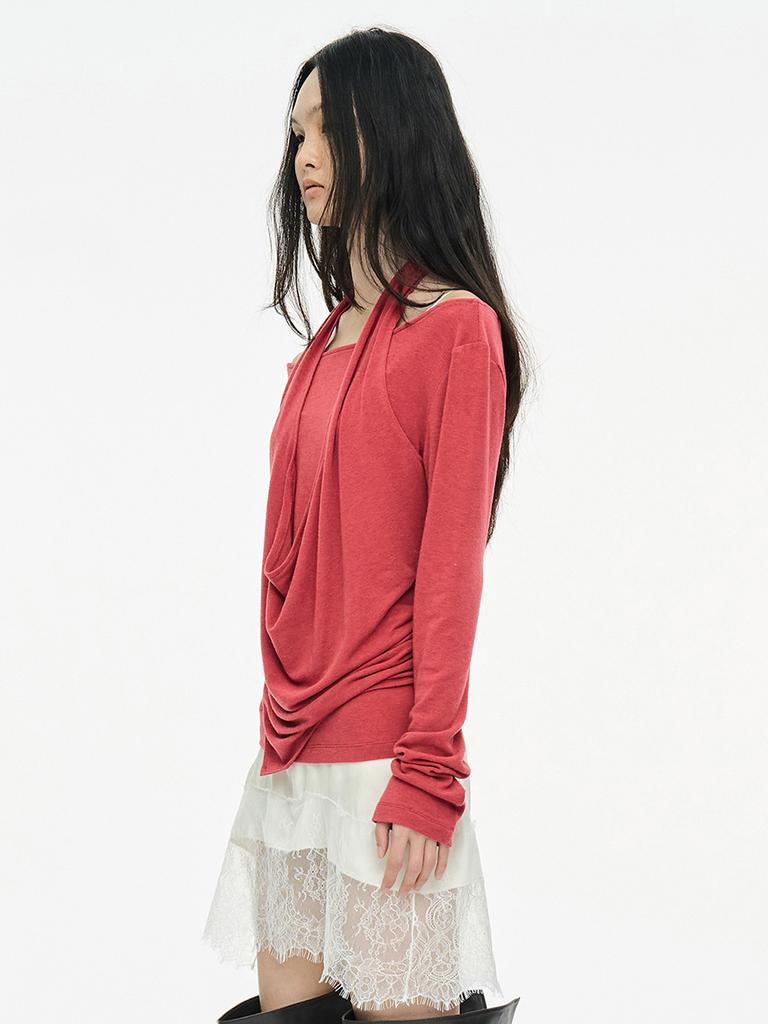 CERRIC Layered Halter Top/Red